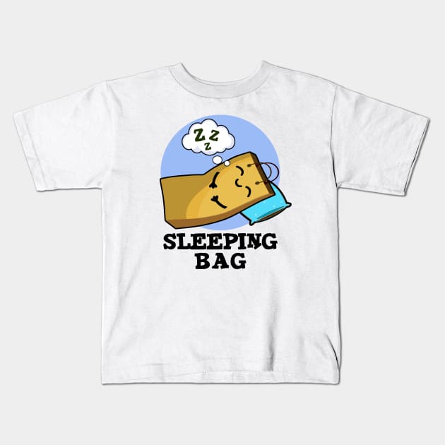 Sleeping Bag Funny Paper Bag Pun Kids T-Shirt by punnybone